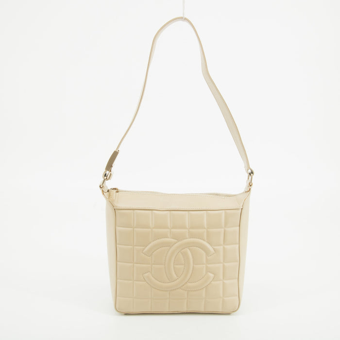 Chanel Lambskin Beige Coco Mark Chocolate Bar Shoulder Bag #3633 by Bolt Boutique