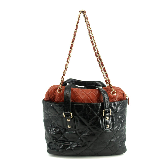 Chanel Quilted Glazed Leather Black / Red 2Way Shoulder Bag #3634 by Bolt Boutique