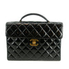 Chanel Matelasse Black Coco Mark Patent Breifcase Bag #3636
