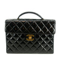 Chanel Matelasse Black Coco Mark Patent Breifcase Bag #3636 by Bolt Boutique