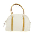 Prada Ivory Canvas x Leather Mini Boston Bag #3645 by Bolt Boutique