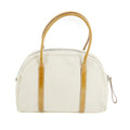 Prada Ivory Canvas x Leather Mini Boston Bag #3645 by Bolt Boutique
