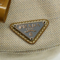 Prada Ivory Canvas x Leather Mini Boston Bag #3645 by Bolt Boutique