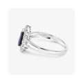 1.34 Ct Pear Blue Sapphire Diamond V-Prong 10k Gold Halo Statement Ring by Fine Color Jewels