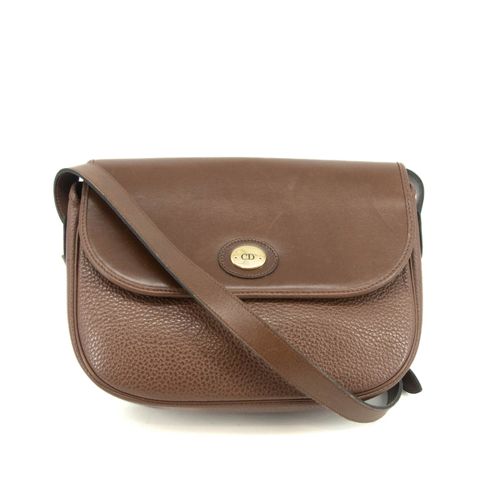 Christian Dior Vintage Brown Leather Flap Shoulder Bag #3652 by Bolt Boutique