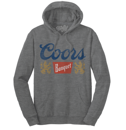 Coors Banquet Logo Hooded Sweatshirt - Oxford Gray by Tee Luv