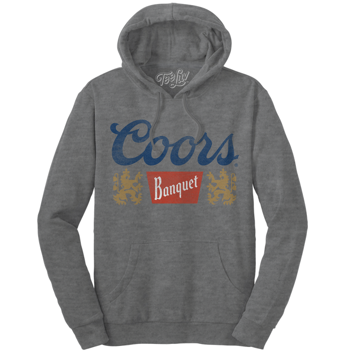 Coors Banquet Logo Hooded Sweatshirt - Oxford Gray by Tee Luv