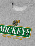 Mickey's Fine Malt Liquor Beer Logo Crewneck Sweatshirt - Athletic Heather Gray by Tee Luv