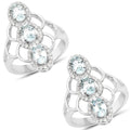 1.54 Carat Genuine Aquamarine and White Zircon .925 Sterling Silver Ring by Bids.com