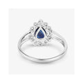 1.34 Ct Pear Blue Sapphire Diamond V-Prong 10k Gold Halo Statement Ring by Fine Color Jewels