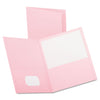 Oxford Twin-Pocket Folder, Embossed Leather Grain Paper, 0.5" Capacity, 11 x 8.5, Pink, 25/Box