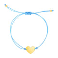 9 1/4 inch Blue Cord Adjustable Bracelet with 14k yellow Gold Heart by Bids.com