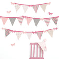 Wall Pops Pretty Pink Gingham Ribbons, Delicate Designs Hailey Pennant 32 pieces by Vanessa Jane