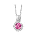 Pink Sapphire and Diamond Pendant Necklace by Fine Color Jewels