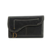 Christian Dior Saddle Black Leather Long Trifold Wallet #3690