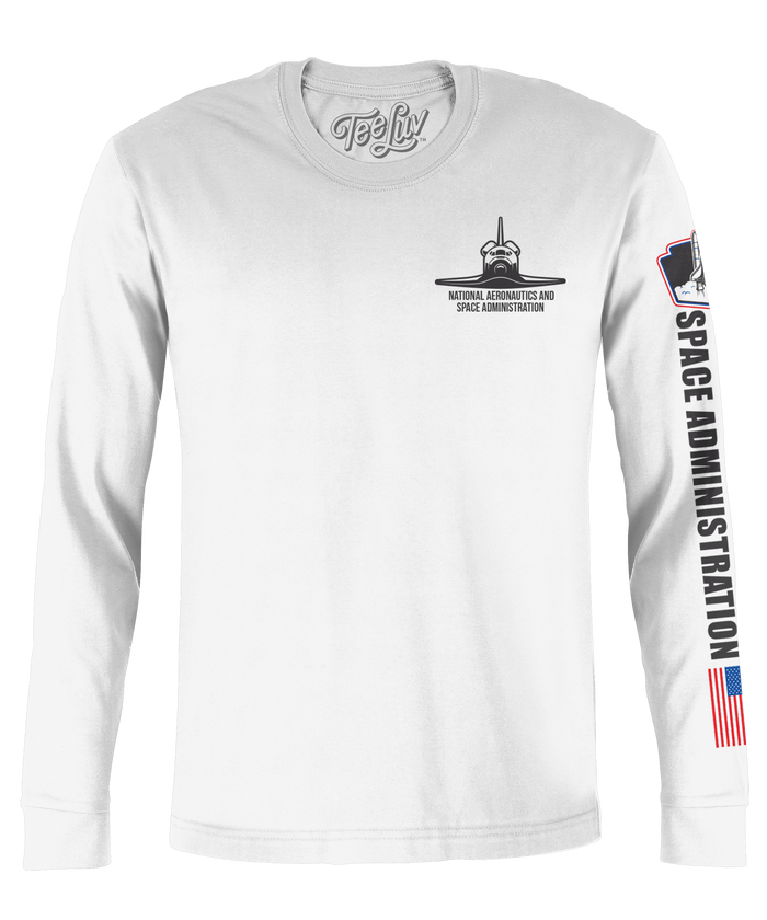 NASA Shuttle Long Sleeve T-Shirt - White by Tee Luv