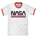 NASA Worm Logo Ringer T-Shirt - White and Red by Tee Luv