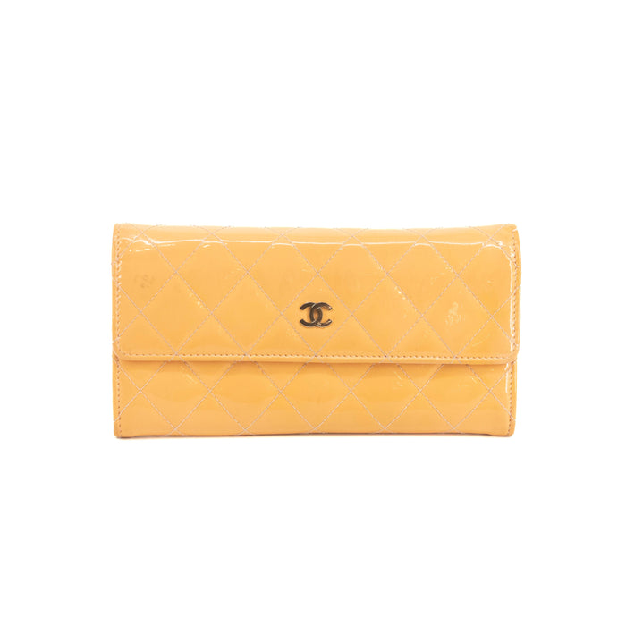 Chanel CC Cocomark Patent Orange Long Wallet #3694 by Bolt Boutique