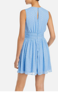 Aqua Metallic Dot Stripe Mini Dress by Vanessa Jane