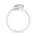 1.10 Ct Trillon Cut Light Blue Aquamarine V-Prong Rhodium Over Silver Dual Stone Bypass Ring by Fine Color Jewels