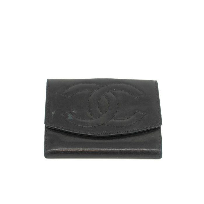 Chanel Black Lambskin Coco Mark Compact Wallet #3701 by Bolt Boutique