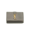Saint Laurent YSL Grey Leather Trifold Compact Wallet #3703