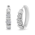 .925 Sterling Silver 1/2 Cttw Lab Grown Round Diamond Floral Cluster Hoop Earrings (F-G Color, SI1-SI2 Clarity) by Bids.com