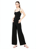 Teeze Me Womens Black Spaghetti Strap Scoop Neck Jumpsuit, Size 3/4 by Vanessa Jane