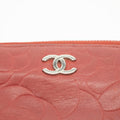 Chanel Camellia Lambskin Red Zip Pouch #3711 by Bolt Boutique