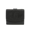 Chanel Caviar Skin Black Compact Bifold Wallet #3714