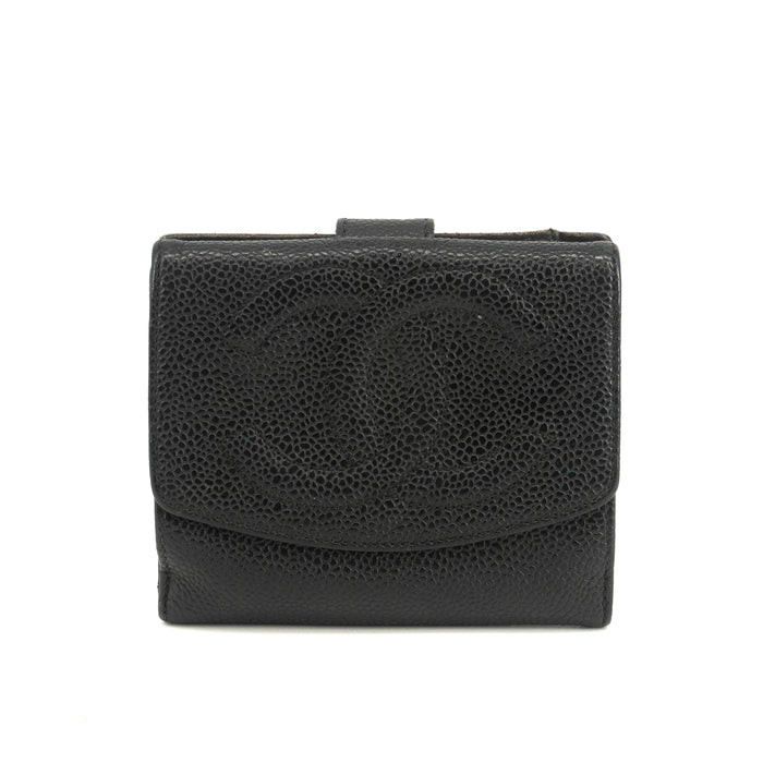 Chanel Caviar Skin Black Compact Bifold Wallet #3714 by Bolt Boutique