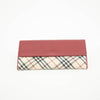 Burberry Tartan Check Red Leather Long Wallet #3724
