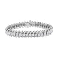 14K White Gold 5.0 Cttw Princess Cut Diamond 7" Invisible Set Wavy S-Link Tennis Bracelet (G-H Color, SI1-SI2 Clarity) by Bids.com
