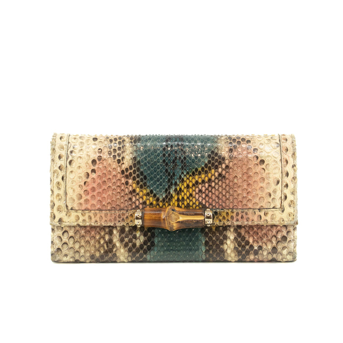Gucci Multicolor Snake Pattern Bamboo Long Wallet #3726 by Bolt Boutique