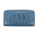 Miu Miu Blue Croco Embossed Leather Zip Around Wallet #3728 by Bolt Boutique