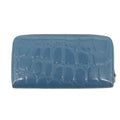 Miu Miu Blue Croco Embossed Leather Zip Around Wallet #3728 by Bolt Boutique