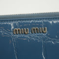 Miu Miu Blue Croco Embossed Leather Zip Around Wallet #3728 by Bolt Boutique