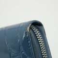 Miu Miu Blue Croco Embossed Leather Zip Around Wallet #3728 by Bolt Boutique