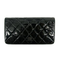 Chanel Patent Leather Black Matelasse Quilted Long Bifold Wallet #3735 by Bolt Boutique