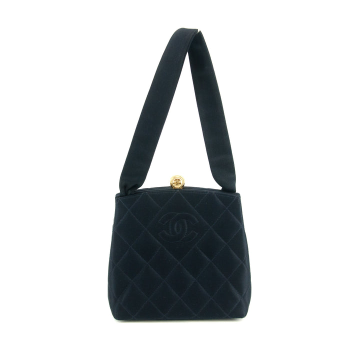 Chanel Vintage Satin CC Blue Kisslock Shoulder Bag #3768 by Bolt Boutique