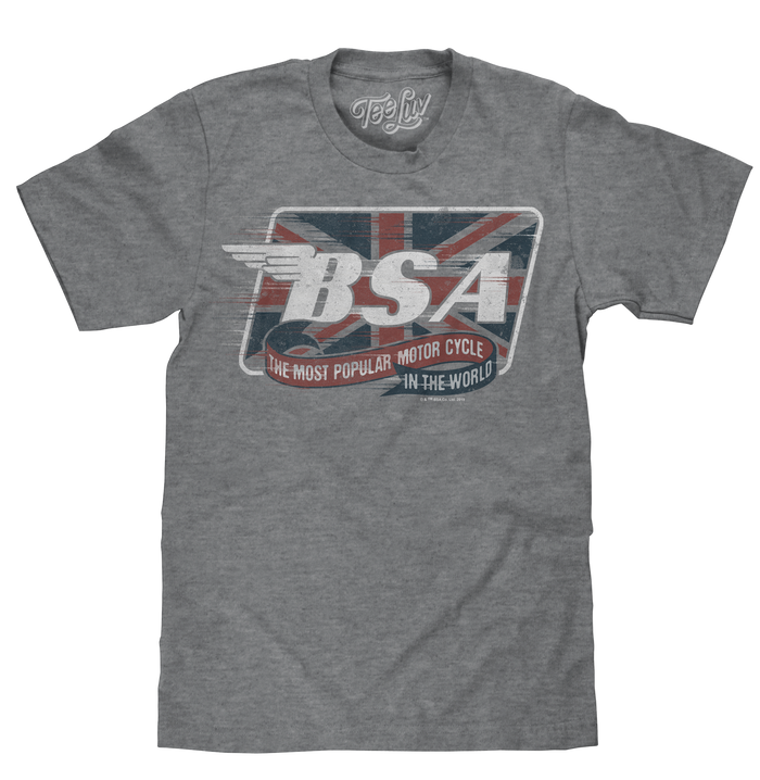 BSA Motorcycles Union Jack T-Shirt - Gray by Tee Luv