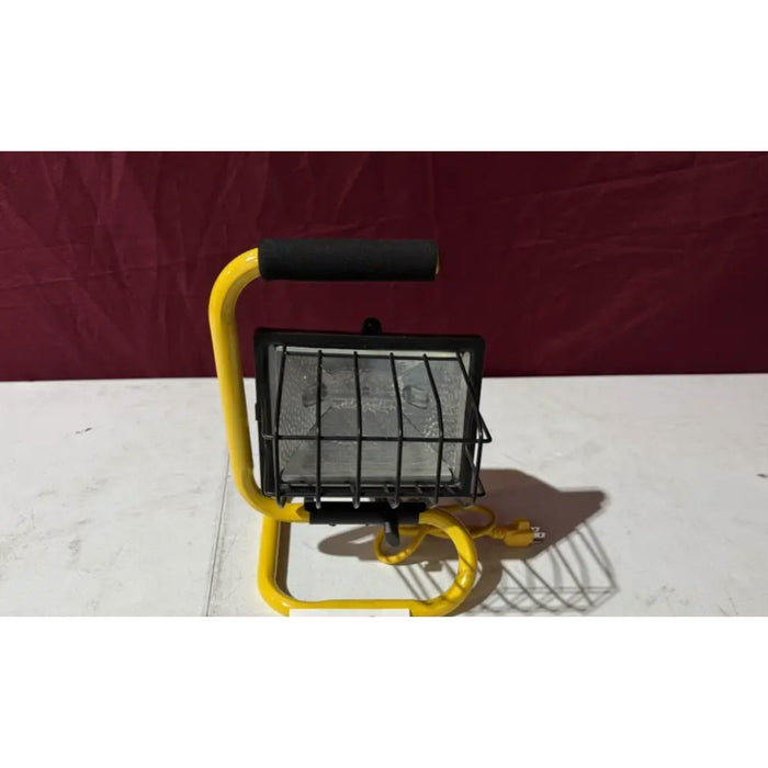 Portable Halogen Work Light with Tube Stand & Protective Cage, Corded (Yellow) by Price Is Right Miami