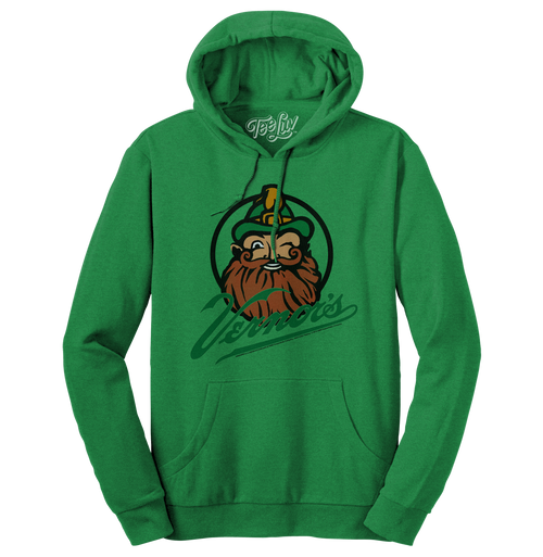 Vernor's Ginger Ale Woody Gnome Hooded Sweatshirt - Kelly Green by Tee Luv
