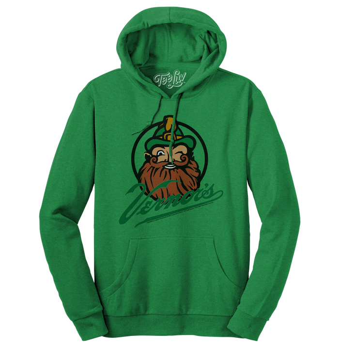 Vernor's Ginger Ale Woody Gnome Hooded Sweatshirt - Kelly Green by Tee Luv