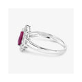 1.19 Ct Pear Pink Ruby White Diamond V-Prong 10K Gold Halo Ring by Fine Color Jewels