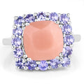 6.70 Carat Genuine Peach Moonstone and Tanzanite .925 Sterling Silver Ring by Bids.com