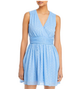 Aqua Metallic Dot Stripe Mini Dress by Vanessa Jane