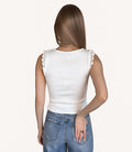 Fluttery Crochet Sleeve Tank Top - Off White by Boutique 23
