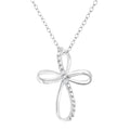 10K Yellow Gold Plated .925 Sterling Silver Diamond Accent Cross Ribbon 18" Pendant Necklace (I-J Color, I2-I3 Clarity) by Bids.com