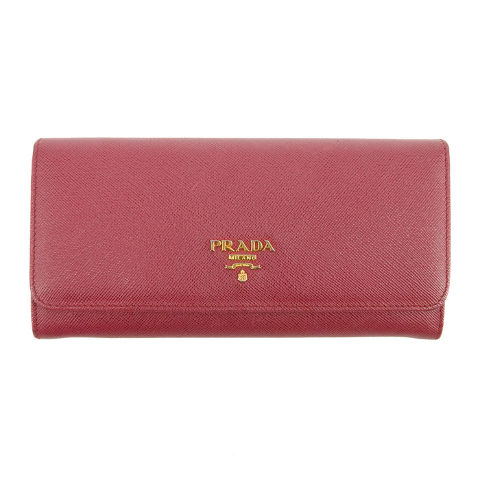 Prada Saffiano Leather Pink Continental Long Wallet #3808 by Bolt Boutique